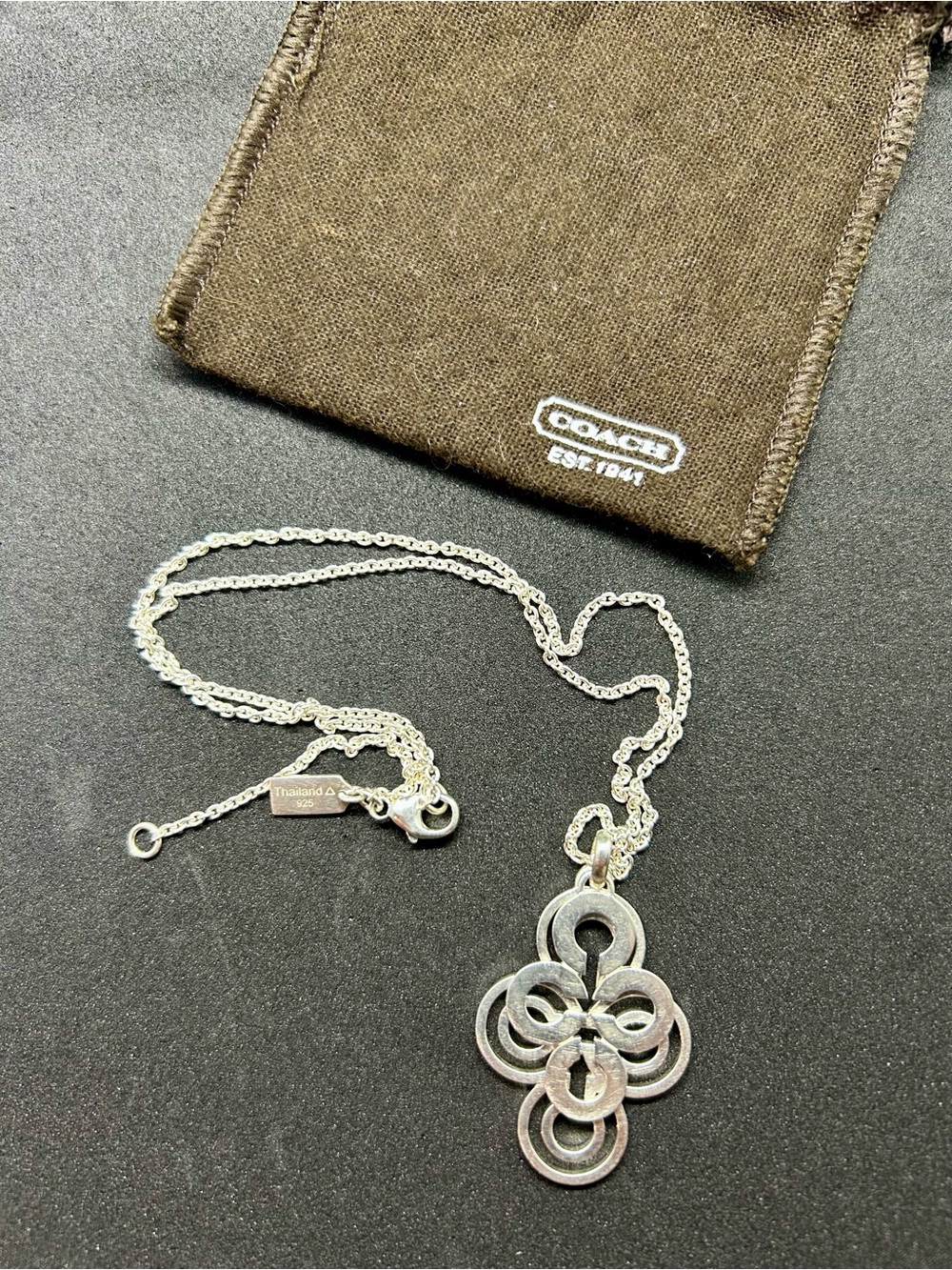 Coach Sterling Silver Interlocking logo “C”s Pendant Necklace